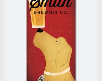 CUSTOM Personalized Brown, Yellow, or Black Dog  Brewing Company STRETCHED CANVAS Wall Art  Ready-To-Hang 8x16x1.5