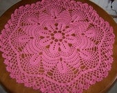 Doily big strawberry color 35 inch round lacy blanket