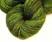 Sock Weight Superwash Merino Wool Singles Yarn - Moss Tonal - Hand Dyed Yarn, Knitting Supplies