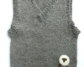 Hand knit wool vest size 2 years ready to ship