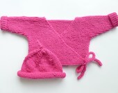 Baby Kimono sweater with matching hat  size newborn