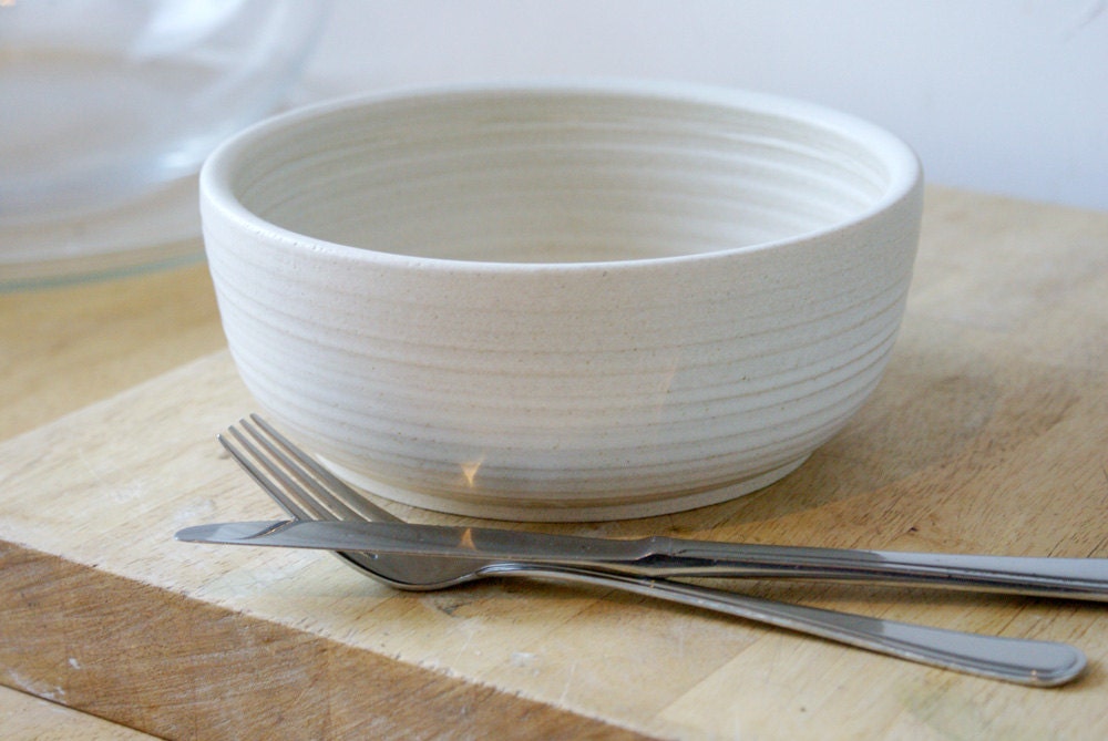 Made to order - A set of four large stoneware pottery salad bowls bowls for your kitchen