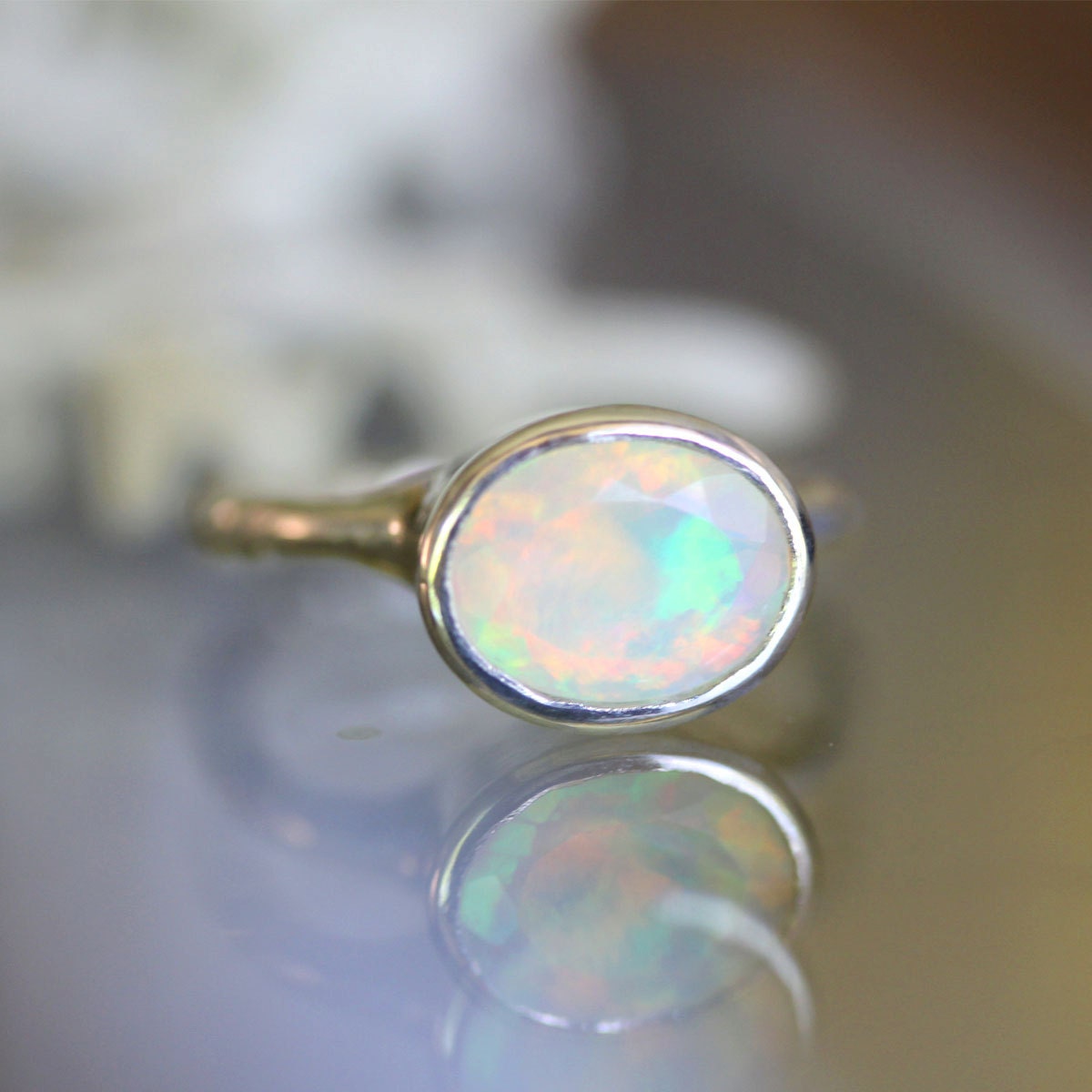 Rainbow Opal No Nickel / Nickel Free Sterling Silver Ring (A) - Ready To Ship
