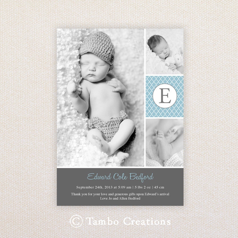Boys Photo Birth Announcement. I Customize, You Print. Il_170x135
