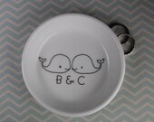 CUSTOM Ceramic Ring Holder - Whales - you choose the sentiment and color