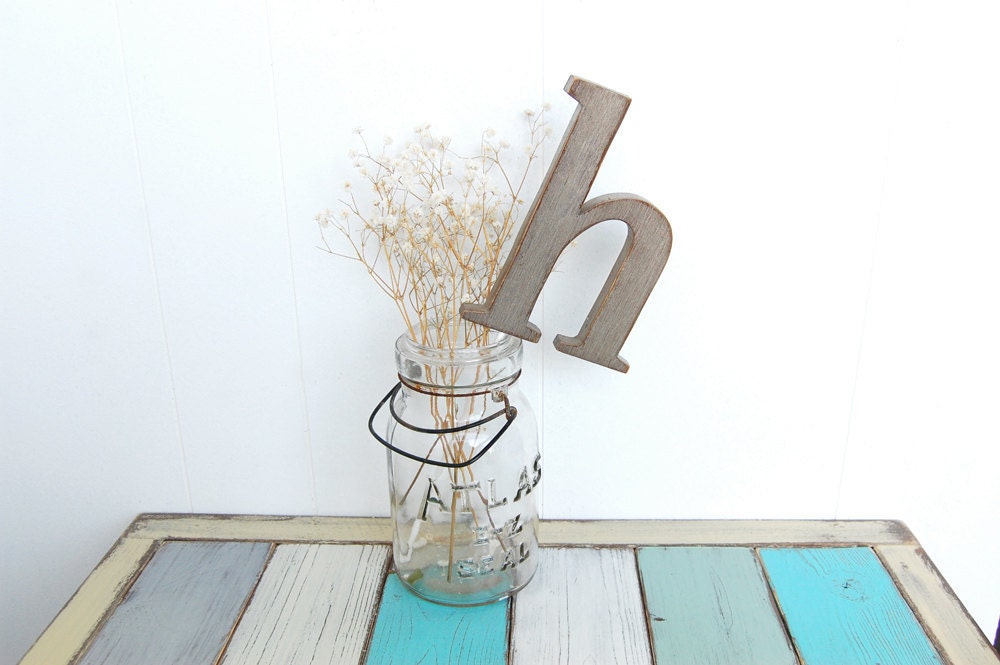 cake topper wedding letter H - cottage style vintage inspired
