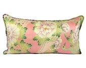 Vintage Kimono Pillow - Peacock and Tree Peony - 12 x 22
