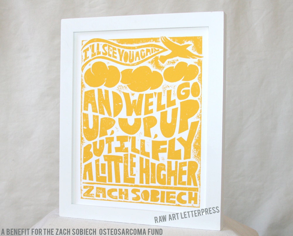 Zach Sobiech Osteosarcoma Fund Benefit , CLOUDS, Zach Sobiech, Raw Art Letterpress,