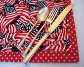 American Flag Placemats Reversible set of 4 Red White and Blue Placemats Red Stars