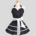 Sexy Retro Pinup Apron : Handmade Sexy Ruffled Black with White Dots