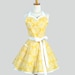 Sweetheart Retro Apron - Sexy Flirty Womens Apron in Taza Buttercup Yellow Damask Cute Full Kitchen Apron