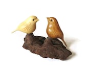 lovebirds art sparrow wood carving ,wedding gift,anniversary,mothers day, engagement gift, spring birds,made in Canada - NorthwoodsCarvings