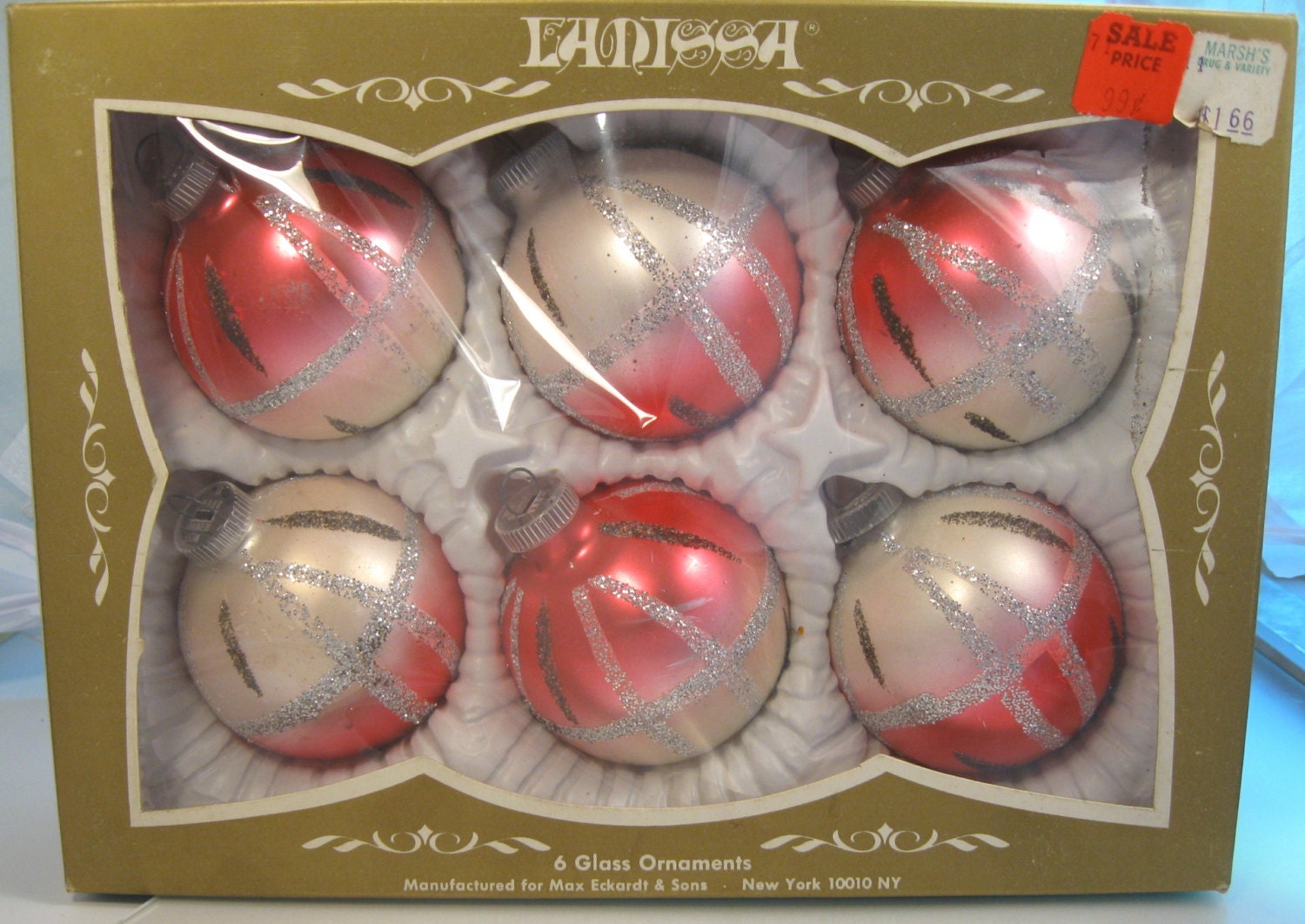 Vintage Pink & Silver Lanissa Christmas Ornaments