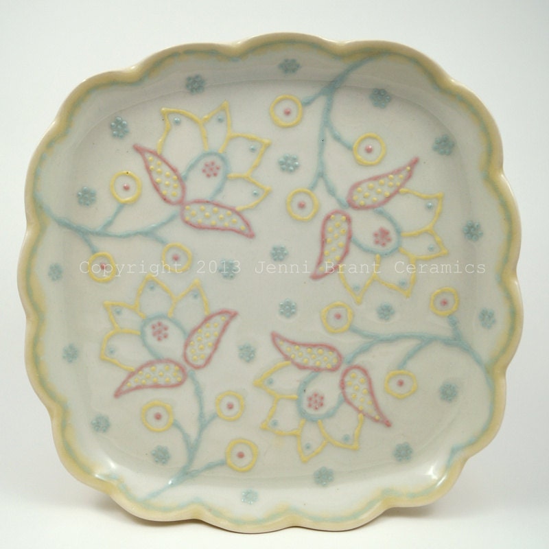 Flowered Dessert Plate