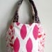 pink ikat  handbag / tote bag with embroided jute handles