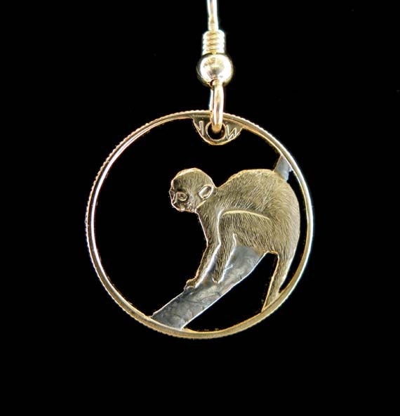 Cut Coin Jewelry - Guyana - Monkey - Earrings