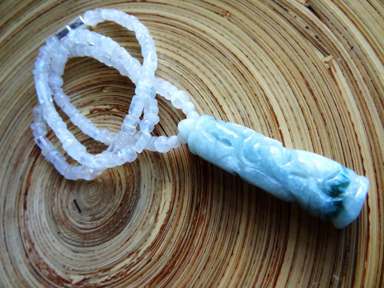 Jade Lizard Dragon Pillar Rainbow Moonstone Chinese Astrology Magnetic Clasp
