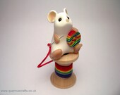 Little Rainbow Sewing Mouse Sculpture Ornament Mothers Day Gift