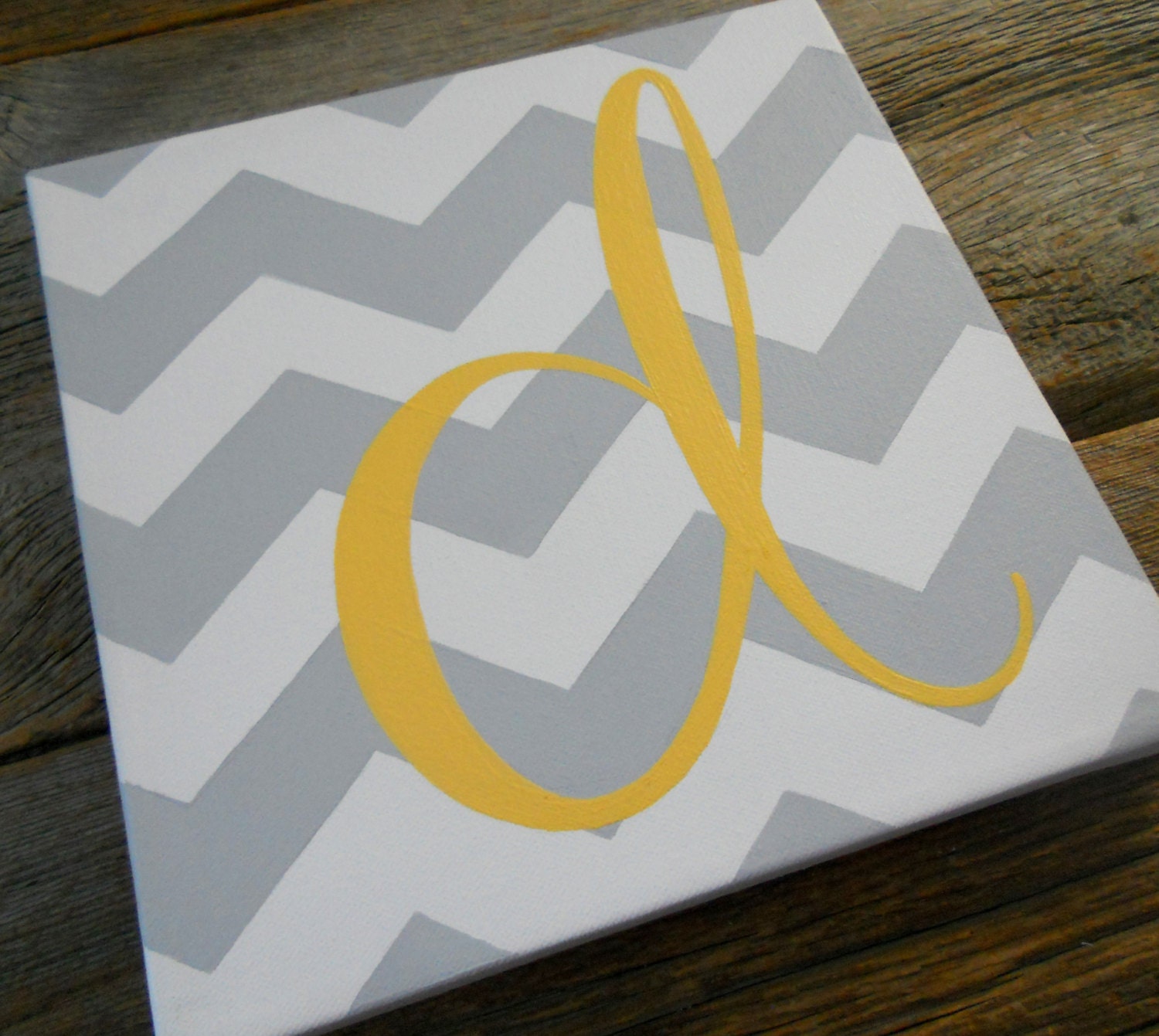 chevron initial square, 10x10 canvas, you choose initial