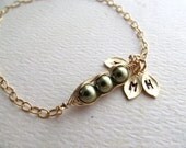Peas in a Pod Bracelet, Three PEAS Pod Bracelet, Gold Filled, Mothers Day Gifts, Mom Birthday Gift, Personalized Necklace Gifts for Mom