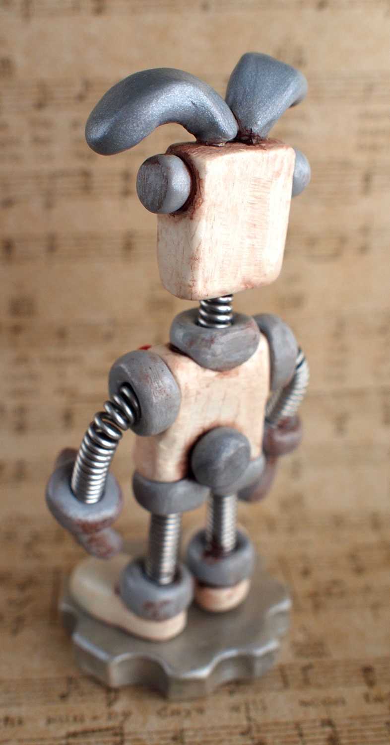 Robot Bunny Silver Simon Shabby Chic Easter Geekery