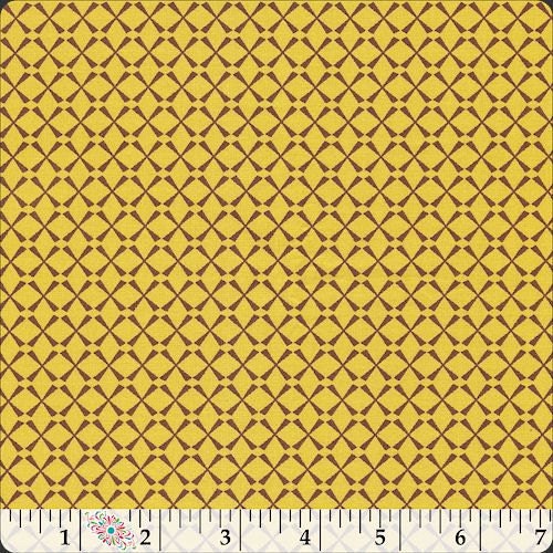 Pat Bravo Art Gallery Retrospective Kitchen Trellis in Mustard fabric by the yard