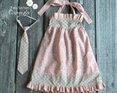 Brother and Sister Matching Outfits - Boutique Halter Ruffle Dress & Little Boy Necktie Set - Puttin' on the Ritz
