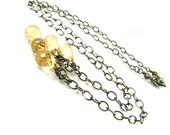 Yellow Gemstone Necklace, Wirewrapped Jewelry, Briolette Necklace, Handmade Jewelry, Sterling Silver, Apricot Mystic Quartz