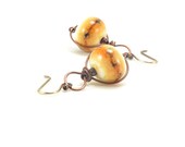 Wire Wrapped Earrings - Lampwork Jewelry, Mixed Metal Earrings, Infinity Wrap, Sterling Silver and Copper, Lampwork Earrings, Handmade