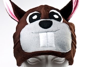Squirrel winter fleece hat - Made to order