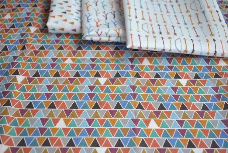 earth tone triangles - fat quarter - triangle fabric - geometric fabric
