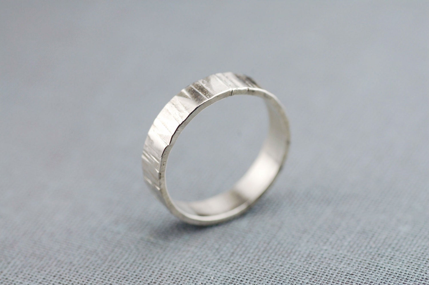 Spring Sale / Birch Textured Sterling Silver Ring Custom Size Recycled Eco Friendly Ethical Handmade in Seattle Jewelry