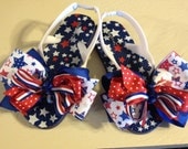 Little Girl Size 11 Patriotic July 4th Bow Flip Flops