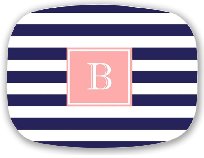 Monogram Cabana Stripe Serving Tray