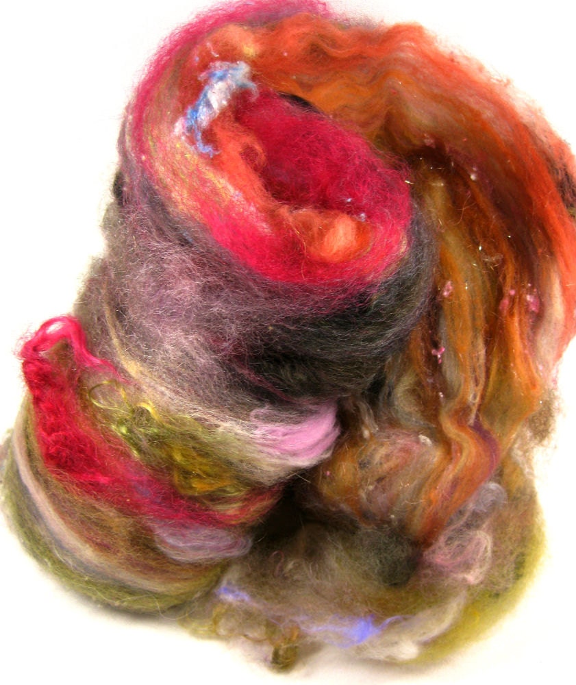 Bumpy Ride 1 Wild Card Bling Batt for Spinning and Felting