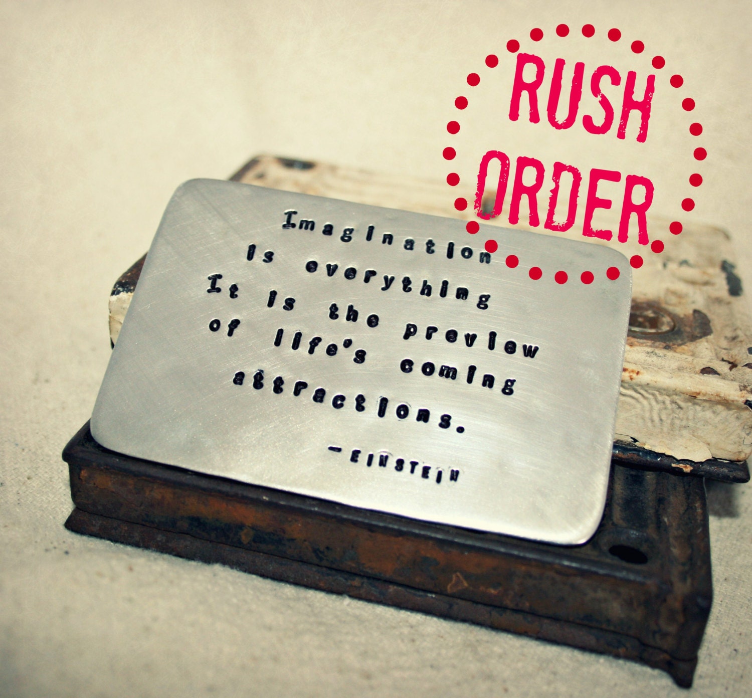 RUSH ORDER for Aluminum Wallet Card Insert - Hand Stamped Insert, Anniversary, Valentine, Birthday, Wedding, Personalized Gift, Customized