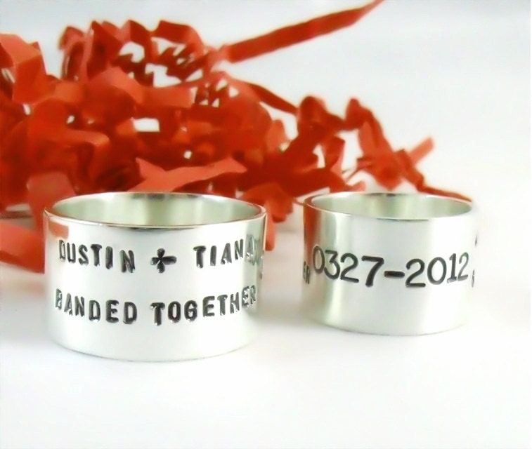 SALE -Duck Band Ring Set - His and Her Rings - Wedding Band Set - Sterling Silver Rings