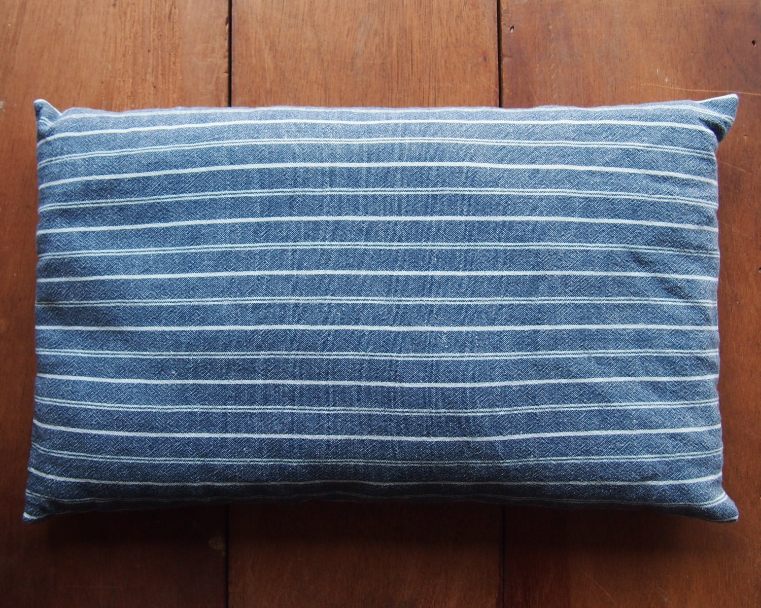 Coastal living cushion blue stripey pillow buckwheat hull and lavender beach hut seaside living cottage natural 8 x 14" meditative peaceful