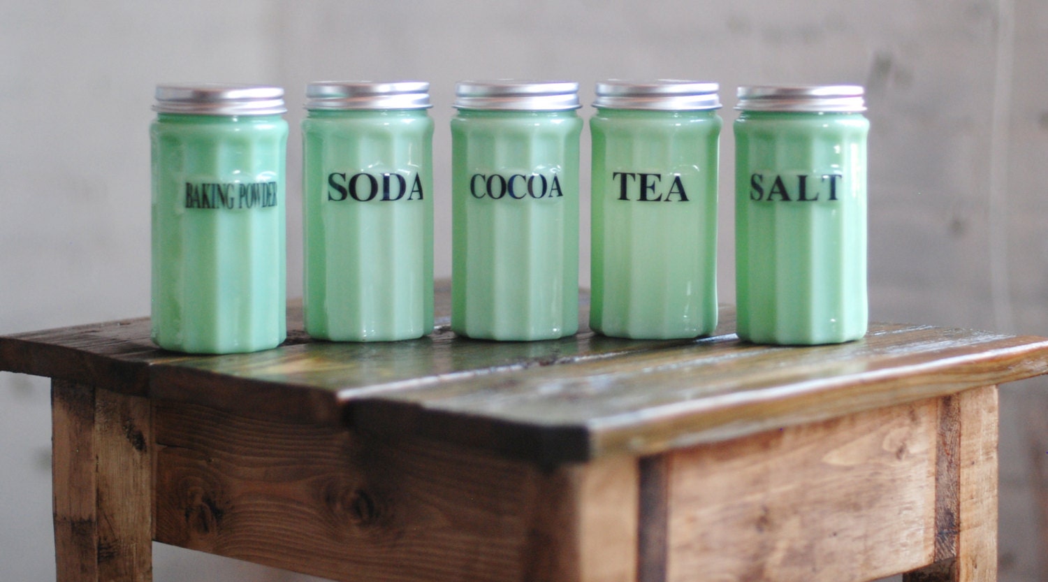 Vintage Jadeite Baking Canister Set