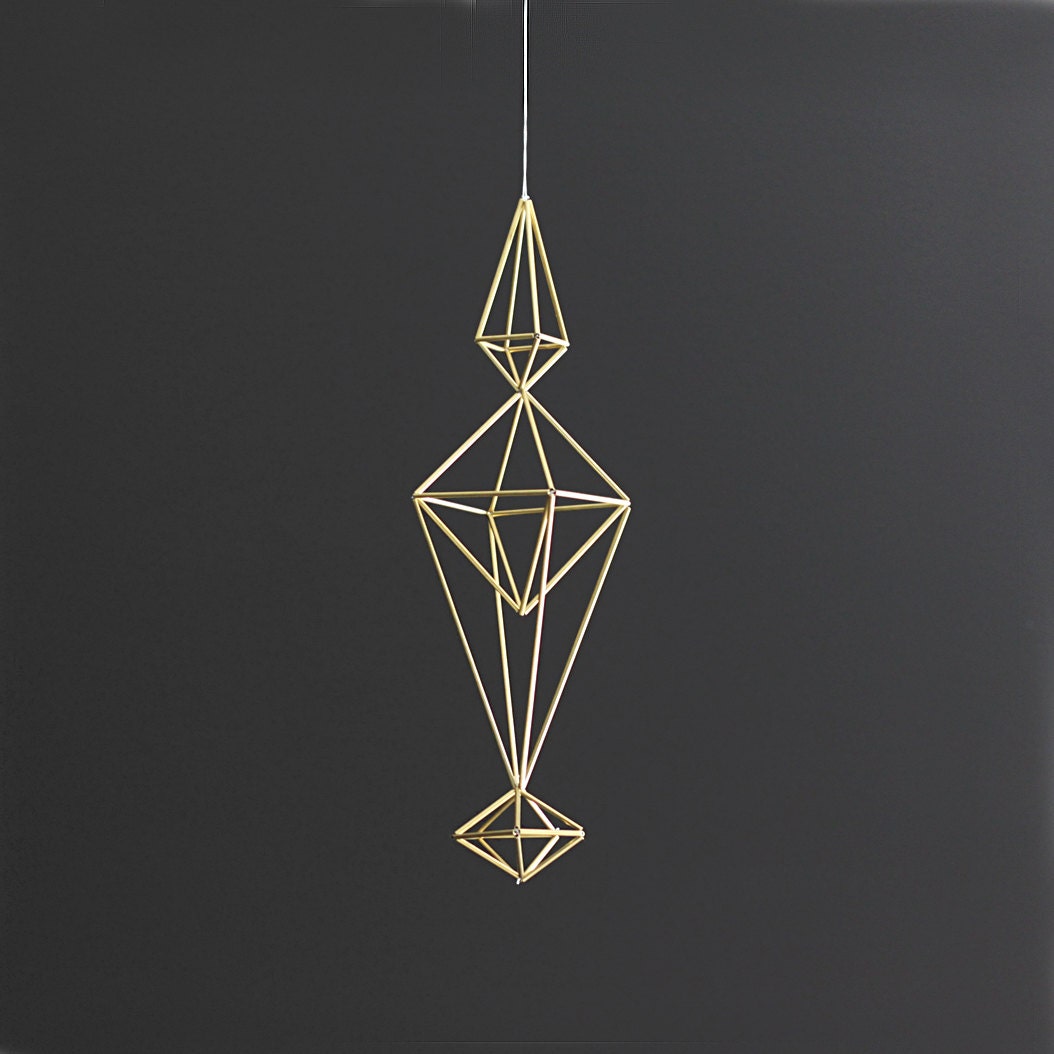 Brass Himmeli no. 3 / Modern Hanging Mobile / Geometric Sculpture