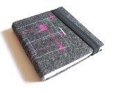 Grey and pink Handbound notebook made 100% recycled material