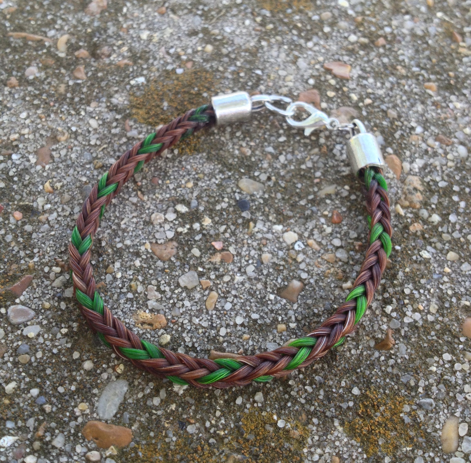 Braided Horsehair Bracelet - Sorrel/Green Horse Hair 6MM