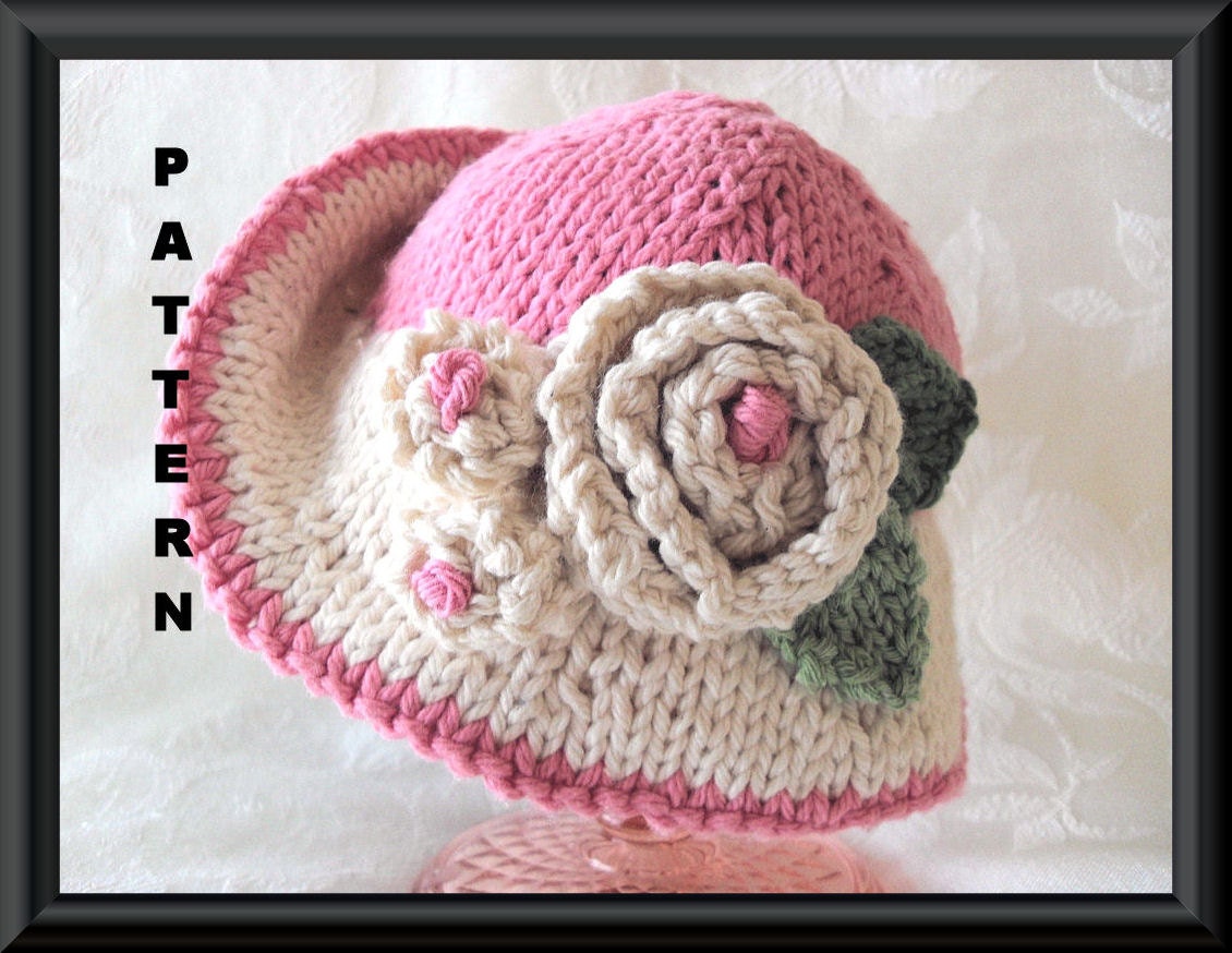 Knitting Pattern for Baby Hat-Children Clothing-Knitted Baby Bonnet Pattern-Hand Knitted BABY HAT PATTERN-In the Pink