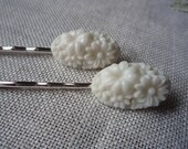Glass bobby pins  Milk Glass
