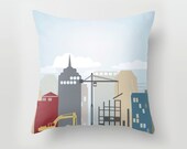 Construction Trucks and city Pillow Cover 16X16  Coordinates with Construction Trucks Vinyl Decal