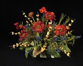 Zebra Inspired Red Poppy Floral Arrangement Home Decor