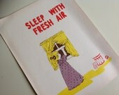 1960s Vintage School Mini Health Poster. Sleep With Fresh Air.