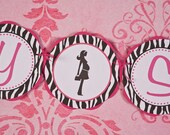 Hot Pink and Zebra BABY SHOWER Banner, Shower Decoration, Party Sign - Zebra Party Decorations - Mom Silhouette Il_170x135