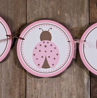 ITS A GIRL Baby Shower Banner - Ladybug Baby Shower Decorations in Pink and Brown Il_570xn