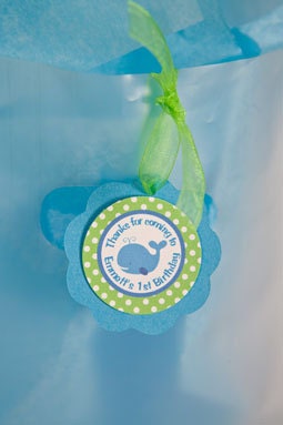 Whale Theme Favor Tags, Preppy Ocean Birthday Party Decorations in Blue and Green (12) Il_570xn